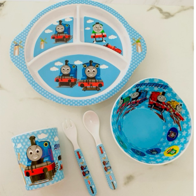 paket 4in1 piring melamin karakter melamine kid thomas and friends hello