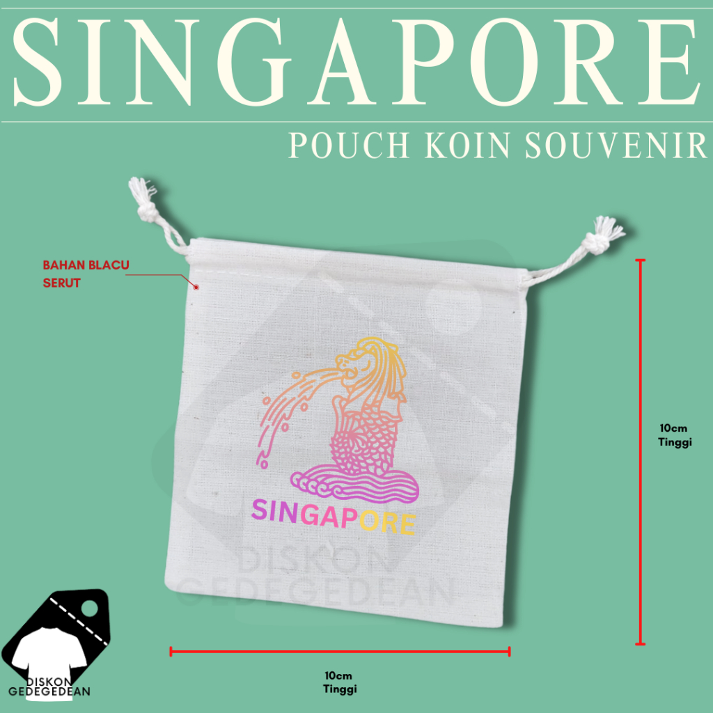 Diskongedegedean Pouch Dompet Koin Souvenir Singapore Dompet Koin Oleh Oleh Singapura Merlion Bahan 