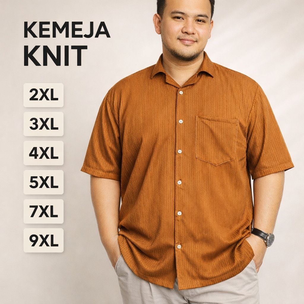 BigUp Kemeja Knit Pria Jumbo Lengan Pendek Big Size XXL 9XL Premium