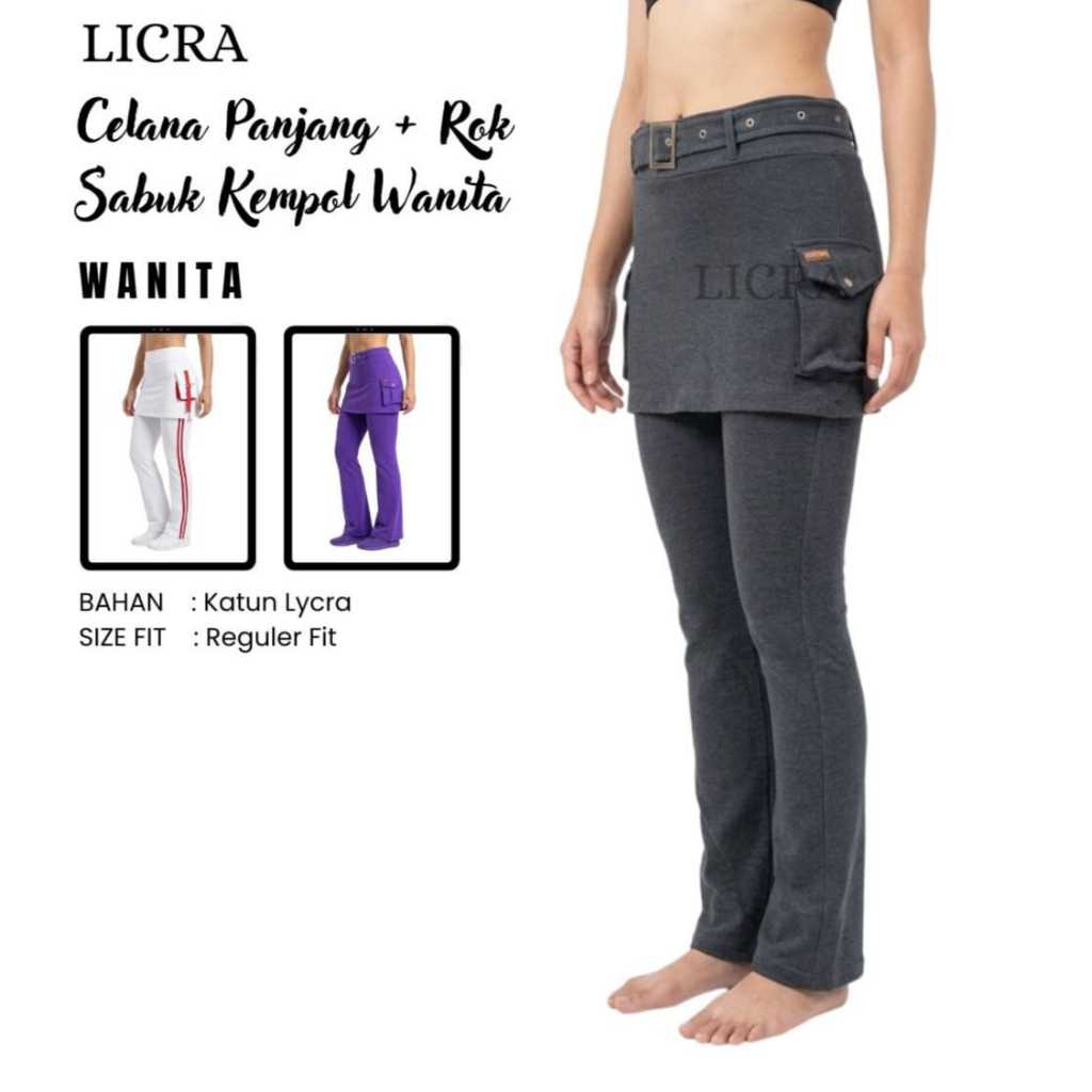 LICRA Celana Yoga / Senam Aerobic + Rok Kargo Kempol Wanita Remaja-Dewasa LY008