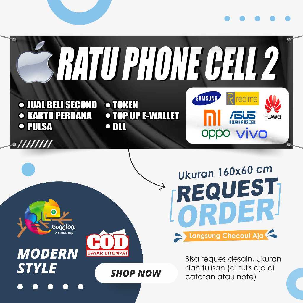 Spanduk Banner Konter Custom 160x60 cm