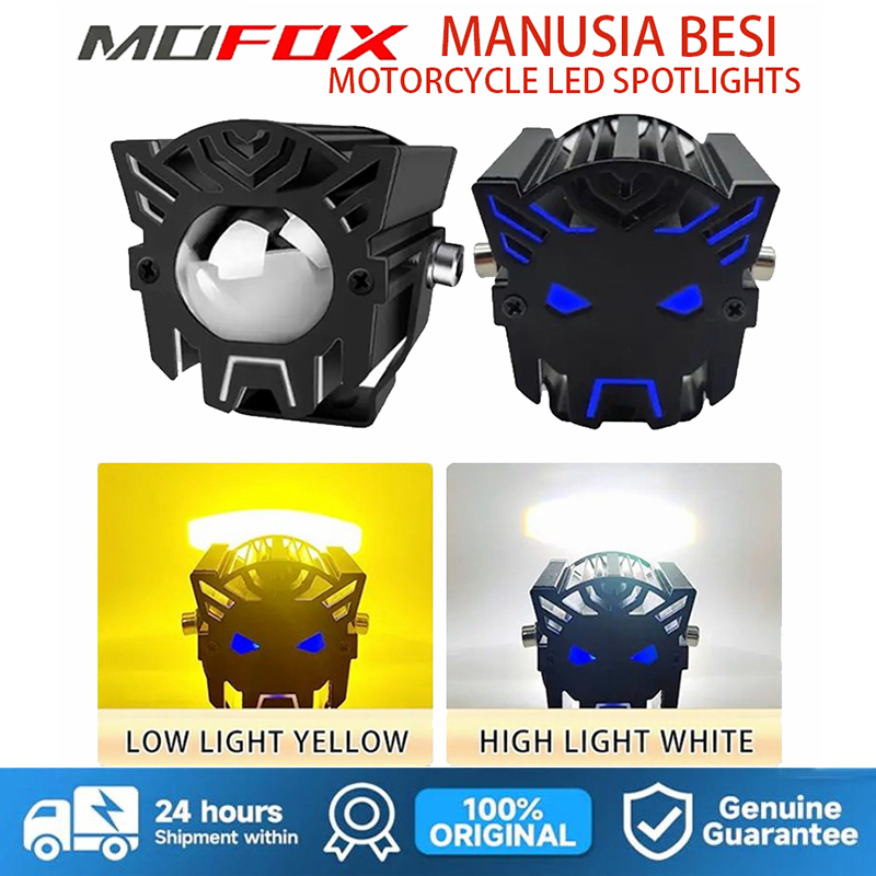 MOFOX Manusia Besi Laser Gun Motor Mini Lampu Mengemudi RGB Lampu Sorot Tinggi Lampu sorot motor sup