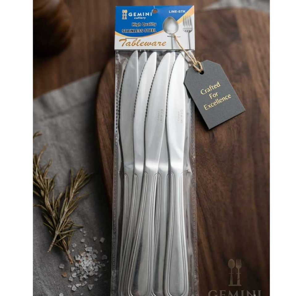 [6 Pcs] Pisau Steak Motif Garis Hotel Stainless Steel Knife (LINE-STK)