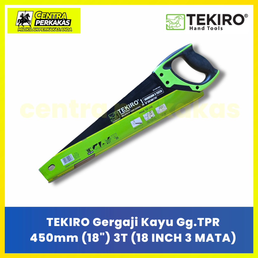 TEKIRO Gergaji Kayu 18 Inch 450mm Original - Gergaji Kayu Gagang Karet 3T