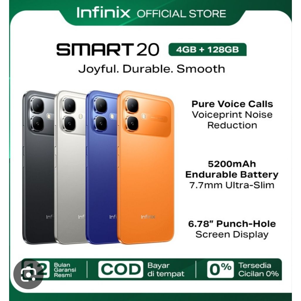 Hp infinix smart 20 ram 4/128 dan 4/64 garansi resmi