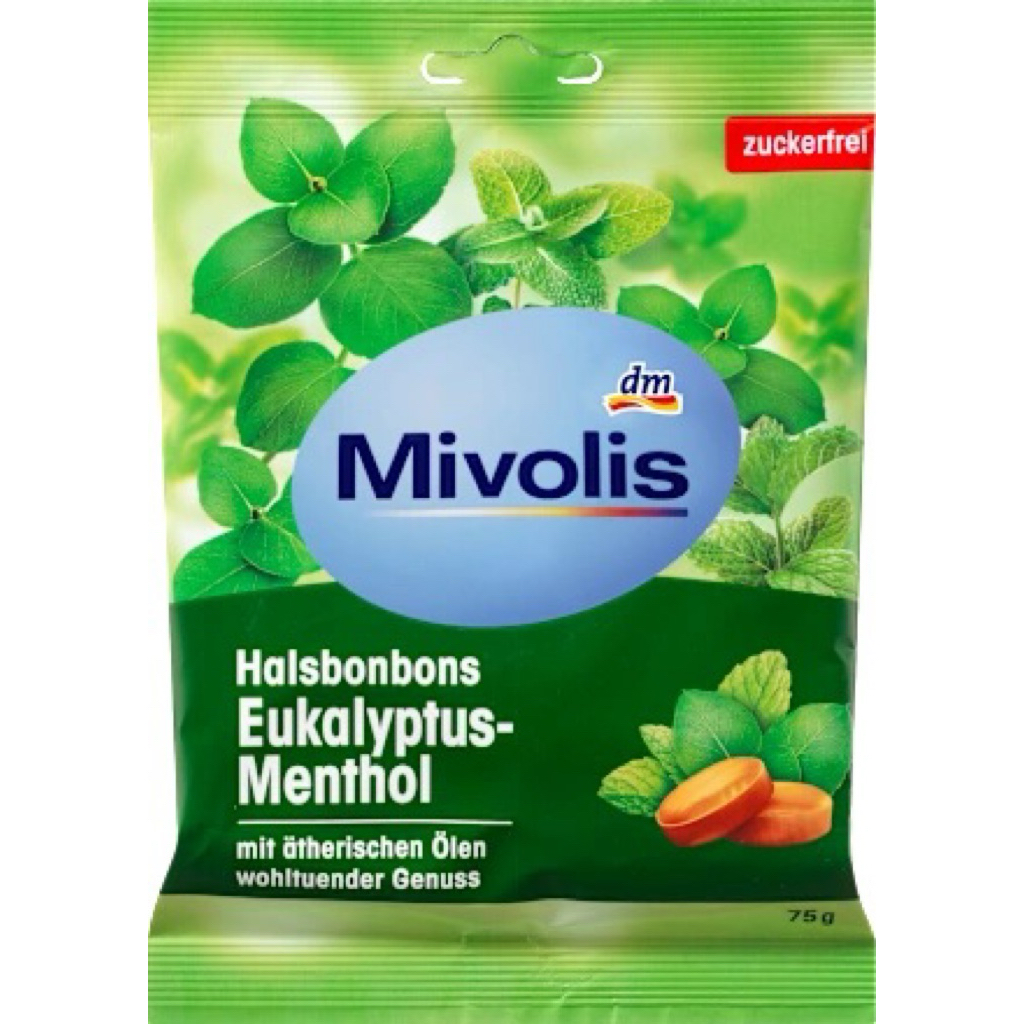 Mivolis Candy, eucalyptus menthol, sugar-free, 75 g