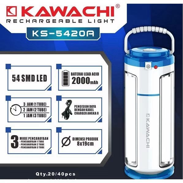 ORIGINAL LAMPU EMERGENCY KAWACHI LAMPU LED SUPER TERANG KS-5420A SENTER TANGAN KAWACHI