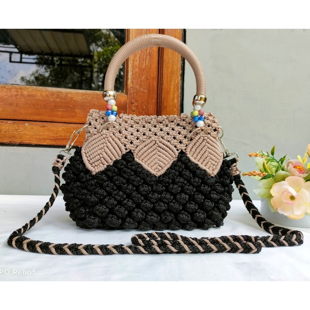Tas Rajut Motif Strawberry Mutiara Tas Pesta Mewah Tas Handmade Terbaru Tas Macrame Unik Tas Remaja