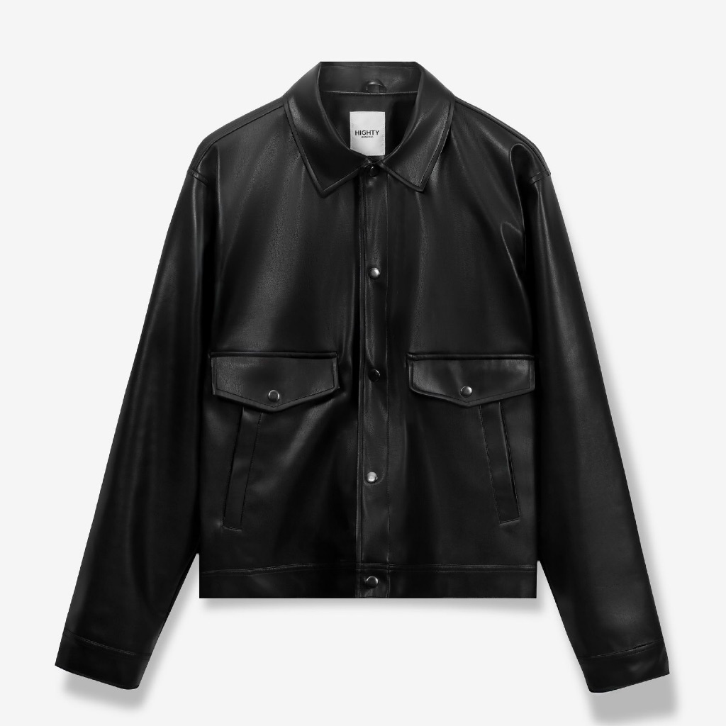 HIGHTY Merci Black Blouson Leather Jacket | Jaket Pria