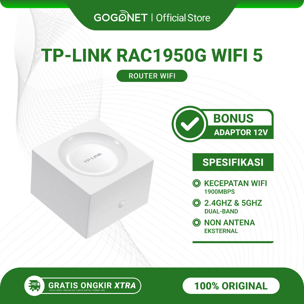 Tp-Link TL-RAC1950G Wireless Router WiFi 5 Dual-Band 2.4GHz & 5GHz Bekas Original Bonus Adaptor
