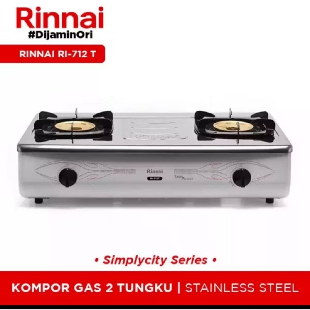Kompor Gas Rinnai RI-712T  Rinnai RI 712 T  Rinnai RI-712T Kompor Gas 2Tungku Rinnai Ri-712T