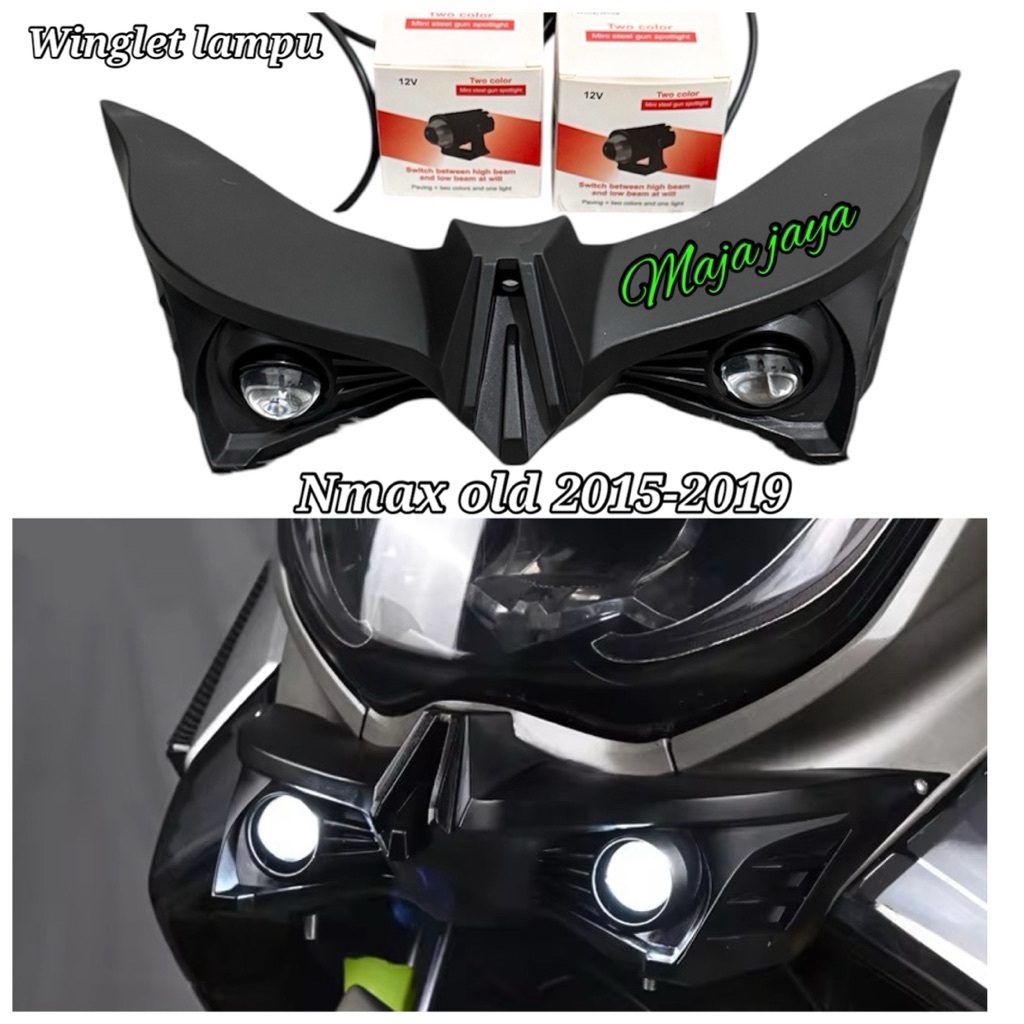 Paket Winglet NMAX Old 2015-2019 + Lampu Tembak D2 Laser Cover Lampu Depan Nmax Lama Variasi