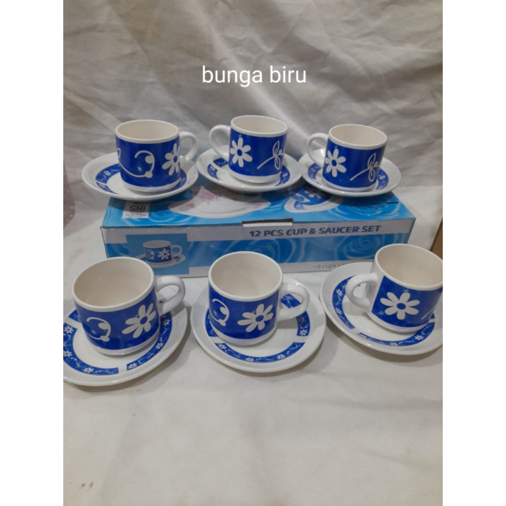 Cangkir set keramik motif bunga ada SNI nya