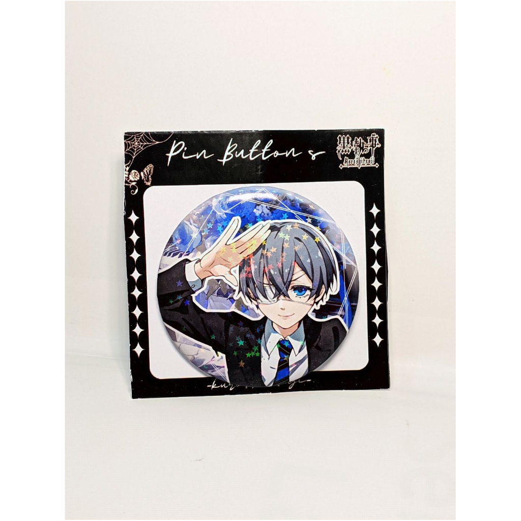 FREE GIFT Button pin hologram Black Butler, collectible badge Ciel Phantomhive bahan metal/kaleng