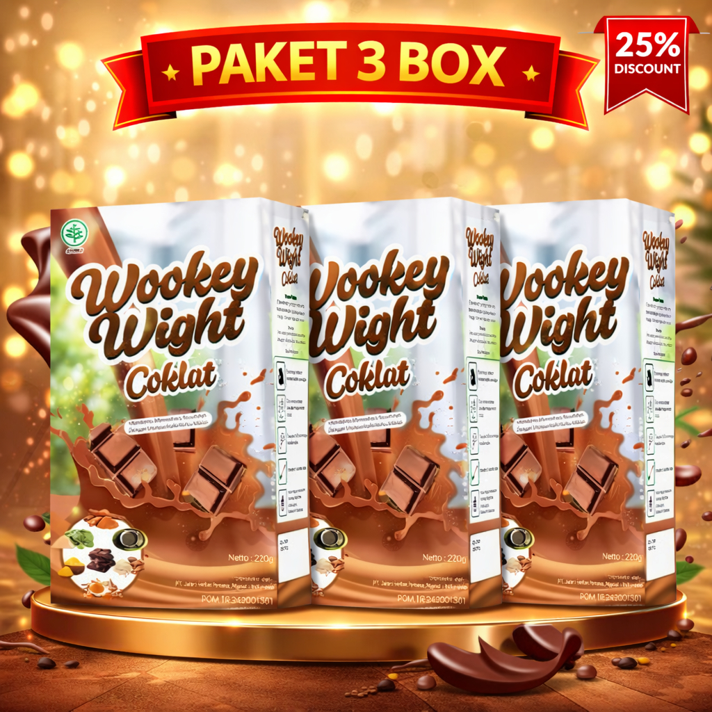 3 Box Wookey Weight Rasa Coklat Susu Penggemuk Wokey Wight Susu Penambah Berat Badan