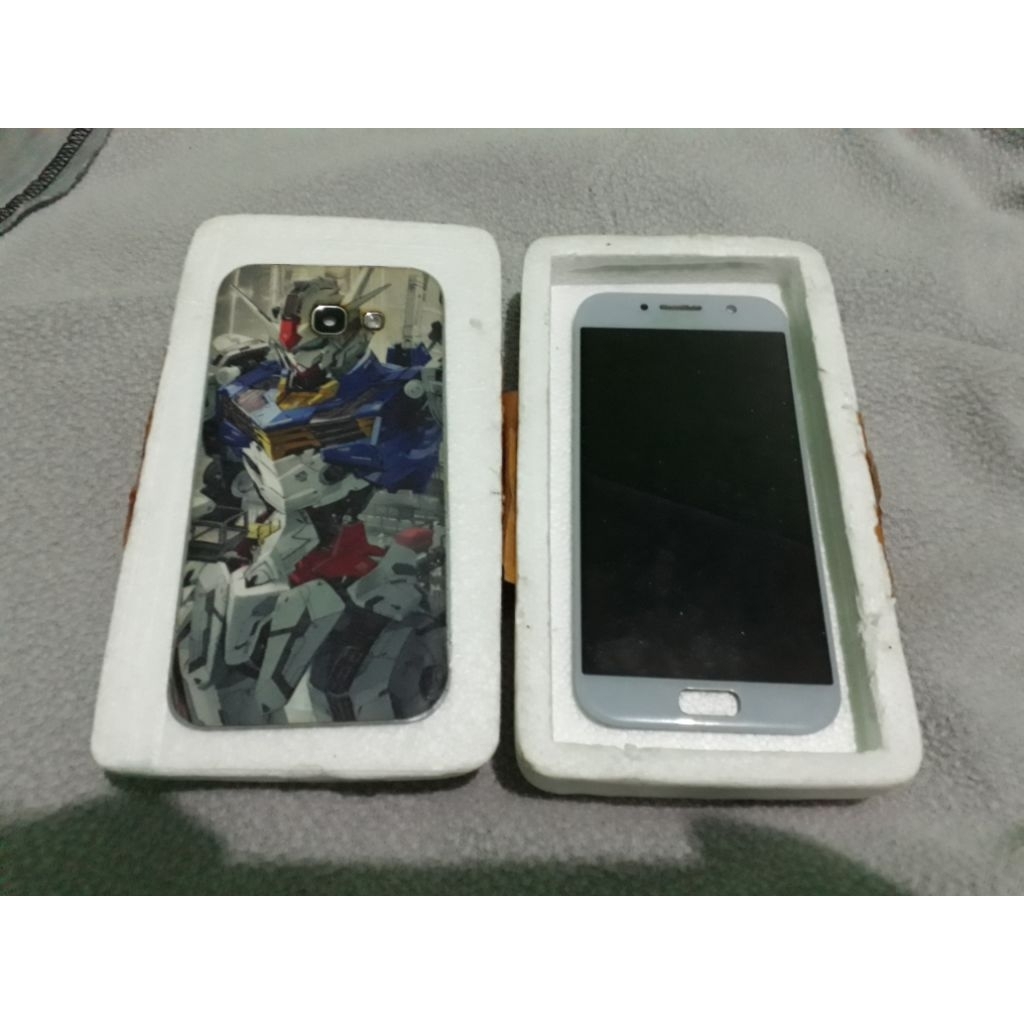 lcd original samsung A5 2017 blue misty bonus back cover asli copotan