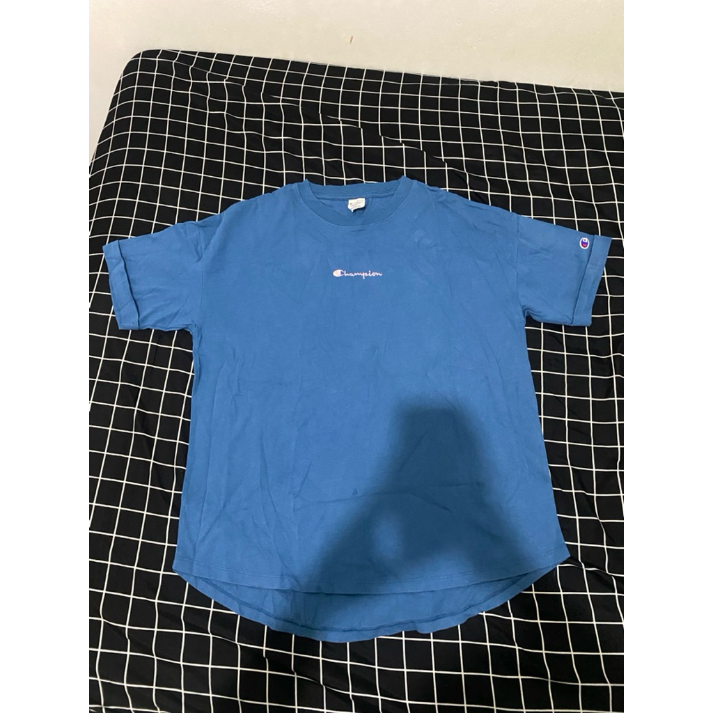 Kaos Champion Original – Blue Embroidery Logo