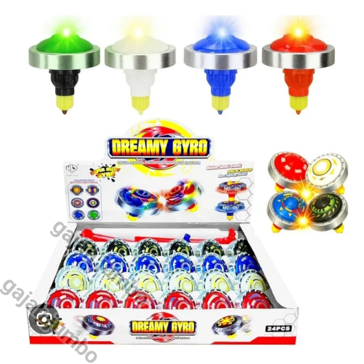 Mainan Gasing Tarik Gangsing Lampu Led Gyro Blade Spinning Top Light