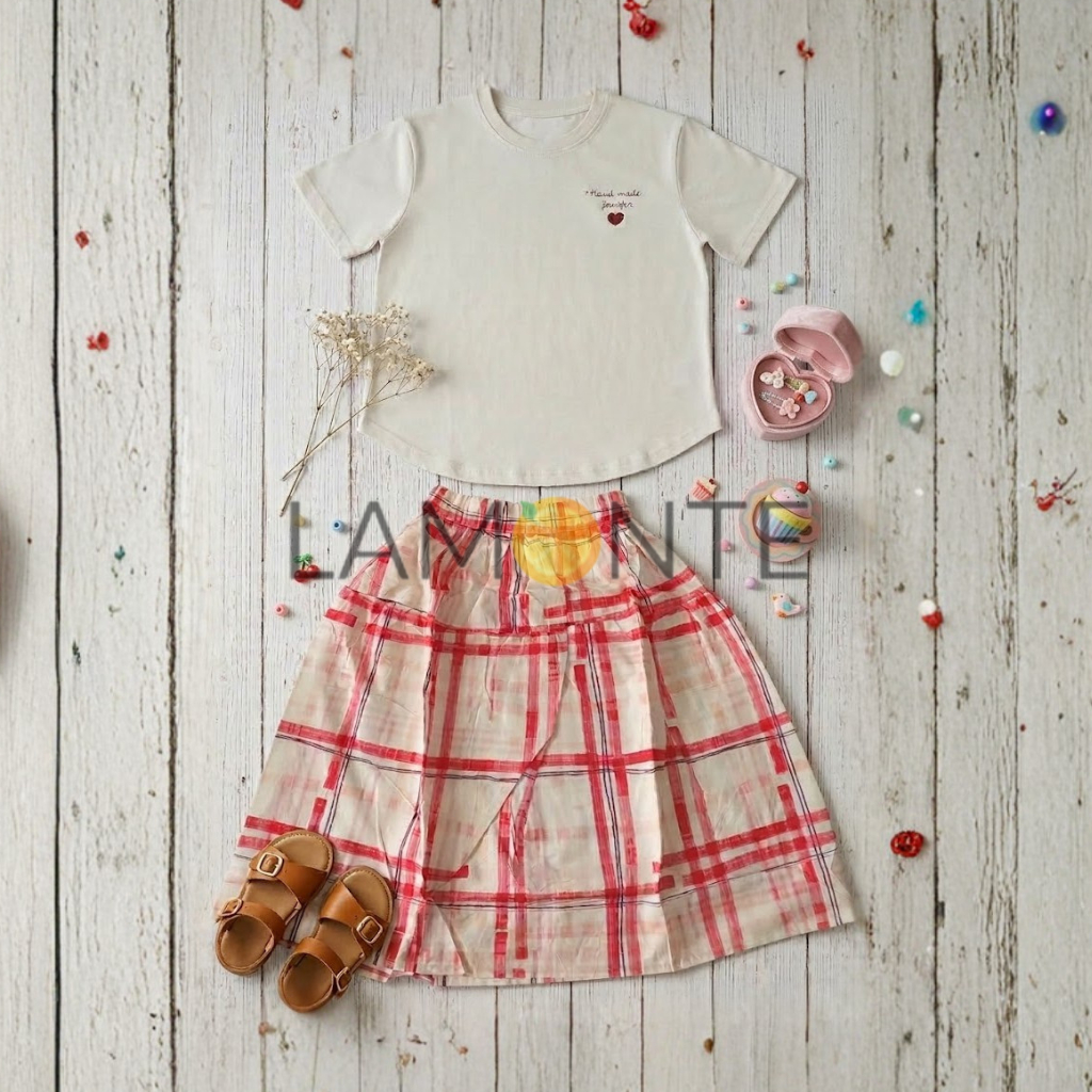Lamonte - Set Anak Perempuan Plaid Daisy