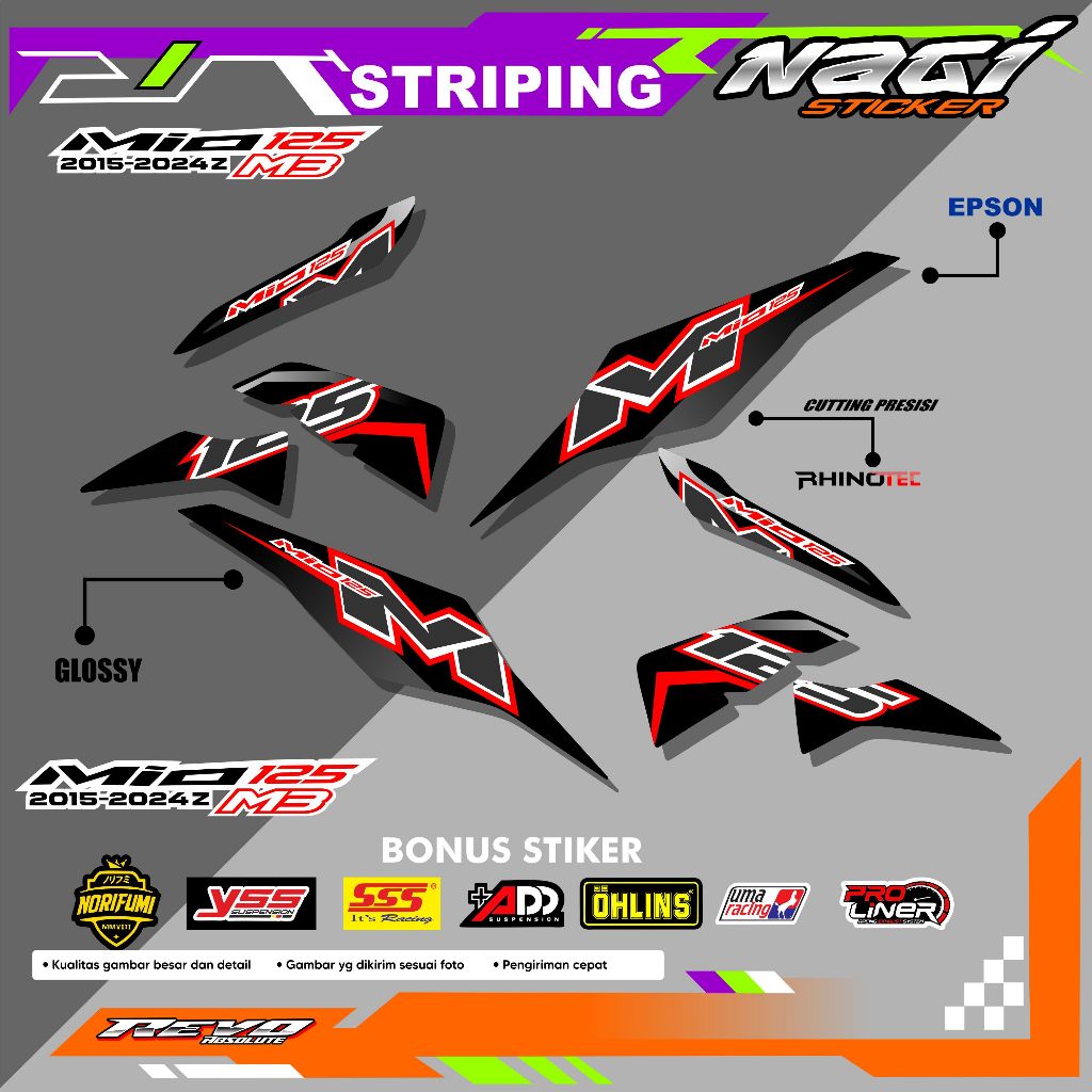 [MOO 002] Striping Motor Mio 125 M3 Vinyl Terbaru Keren