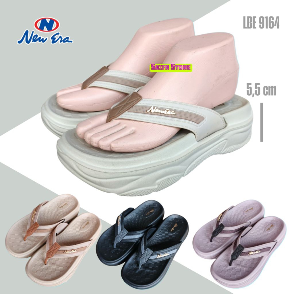 Sandal Jepit Wanita Wedges New Era LB 9164 High Heel bahan karet premium awet lentur nyaman