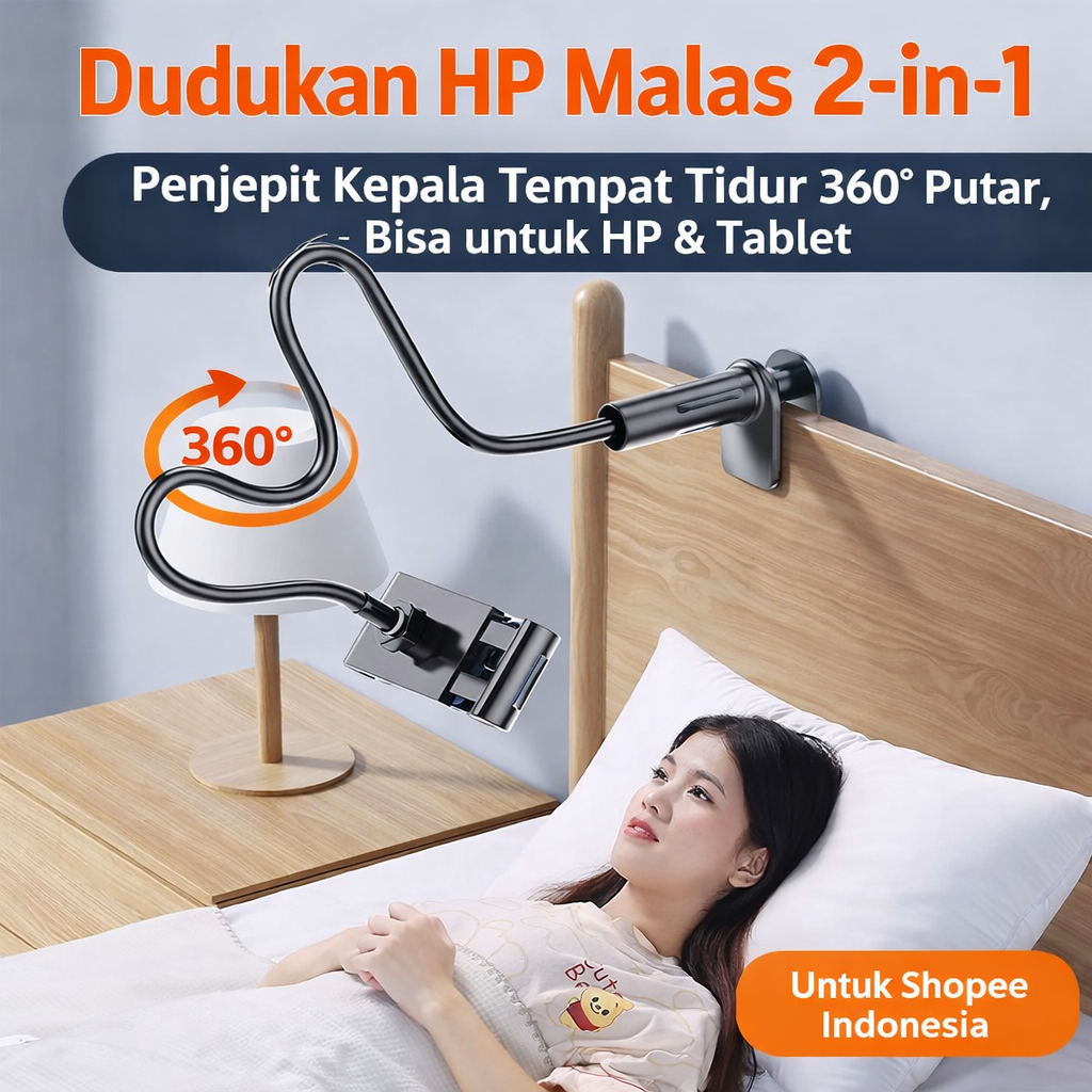 [Pengiriman 24 Jam] Holder Hp Dinding/Lazypods Bracket Penjepit/Mount Smartphone Phone Monopod Meja/
