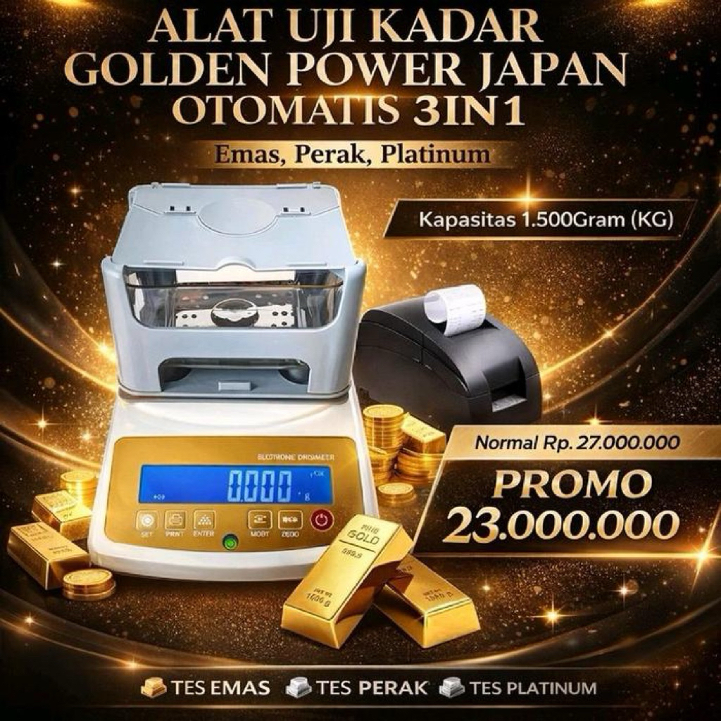 Timbangan Emas, Perak & Platinum Digital Kapasitas 1.5Kg Bergaransi - Alat Uji Kadar Emas Otomatis