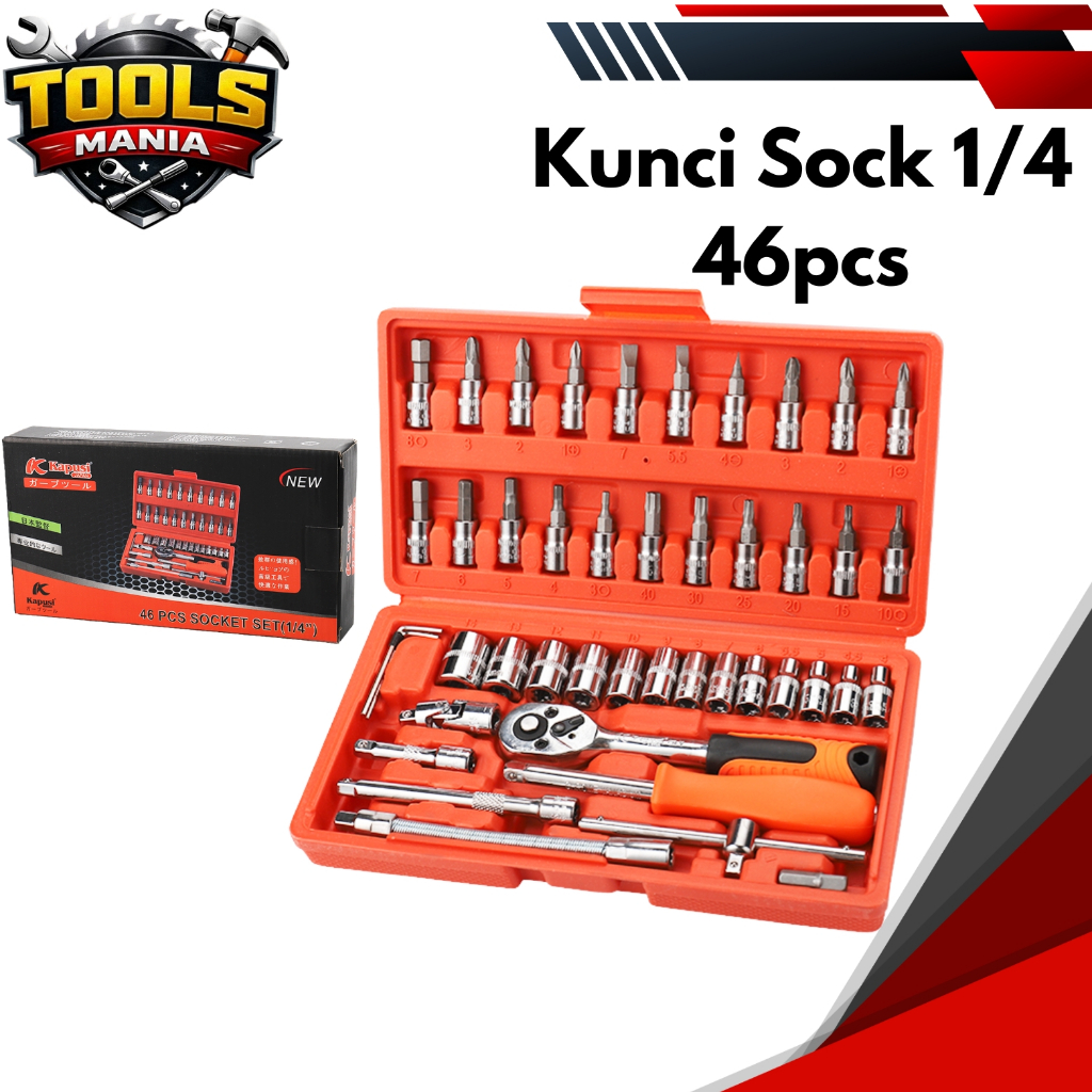 Kapusi Kunci Sock Set 46pcs CR-V 1/4" K-9819