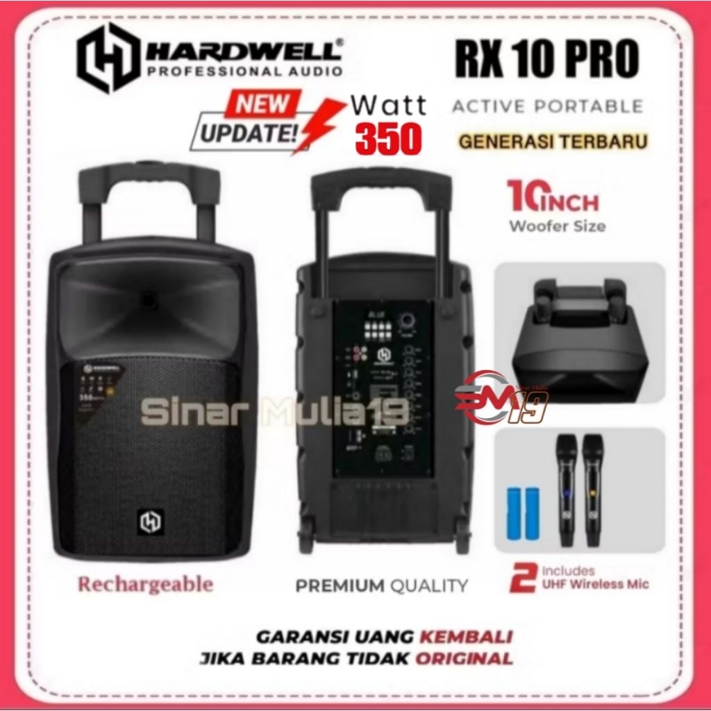 Speaker Portable Terbaik 10 Inch Hardwell RX 10 PRO Original RMS 350 Watt Gen2 Bluetooth