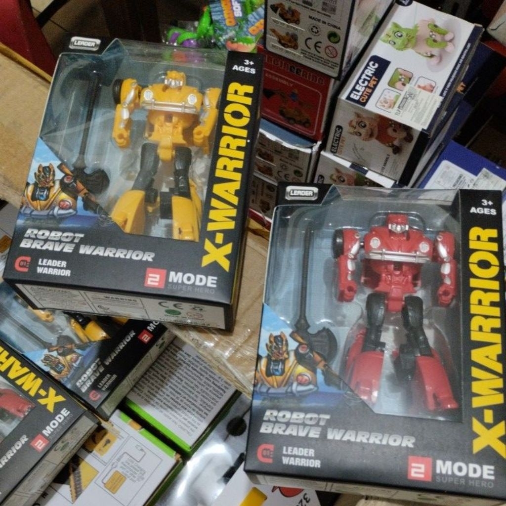 oketoys mainan robot deform x-warrior robot brave warrior robot mobil