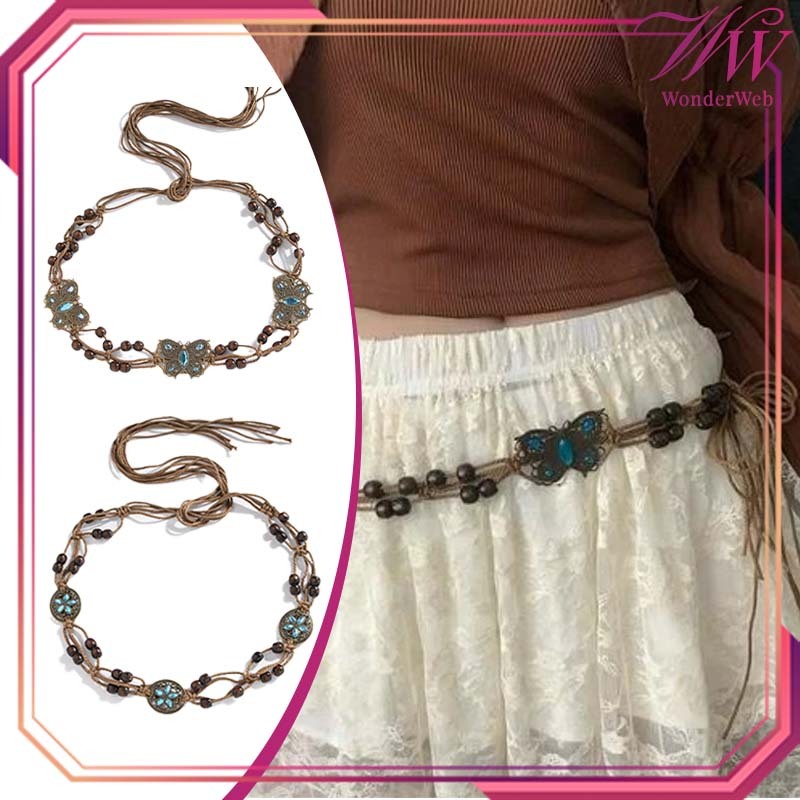 Ikat Pinggang Bohemian Rantai Ikat Pinggang Wanita Fashion Sabuk Tali Wanita Aksesoris Ikat Pinggang