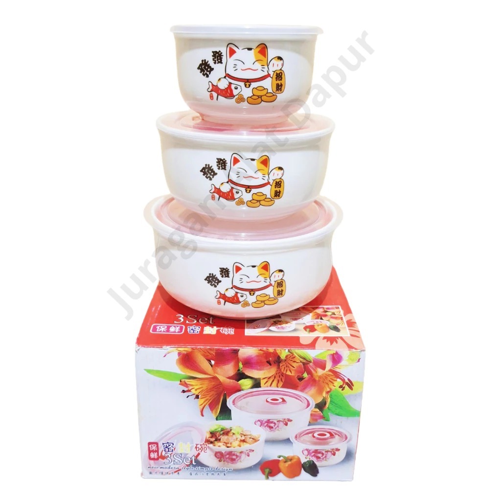 Mangkok Keramik Susun Tutup Anti-Bocor/ Mangkok Keramik 3IN 1 + Tutup/ Mangkok Set Souvenir