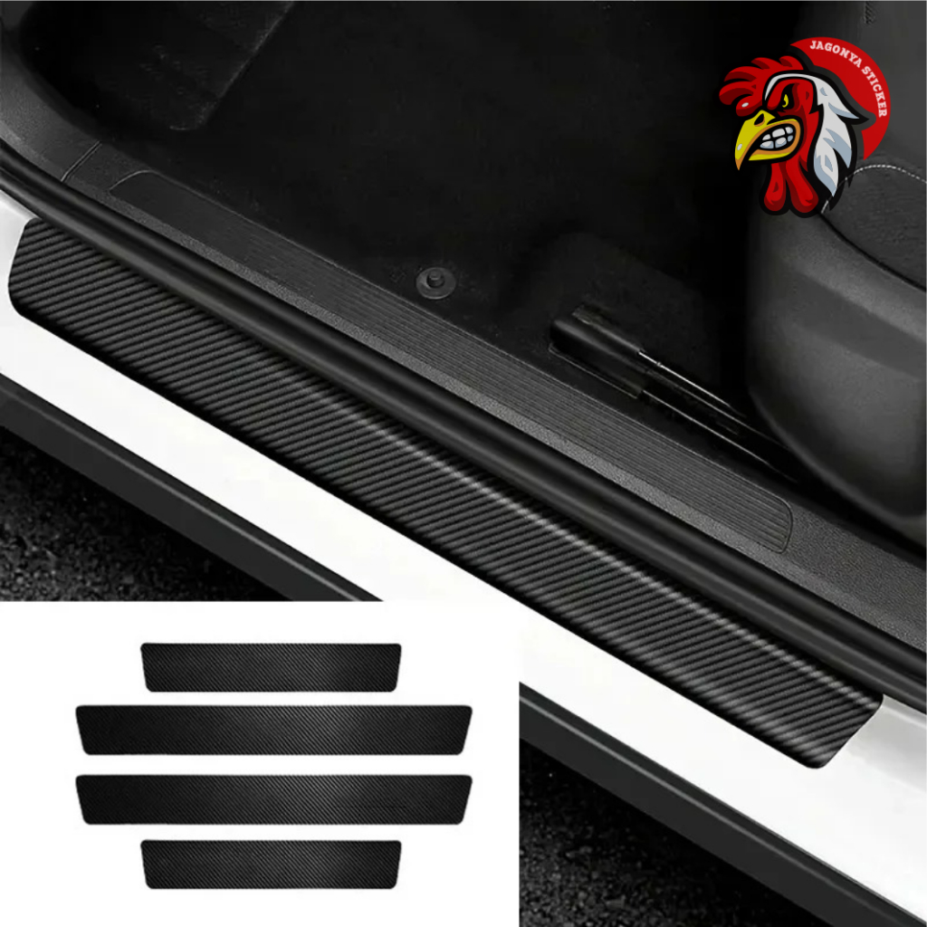 9 PCS Sticker Pelindung Sill Plate Stiker CARBON 3D/carbon POLOS tanpa tulisan Pelindung Pijakan Lan