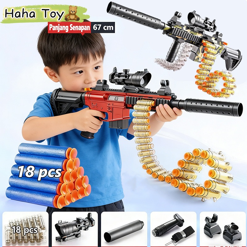 HAHATOY Senjata Mainan M416 Assault Rifle dengan Mekanisme Kokang Manual dan Soft Bullet EVA Hadiah 