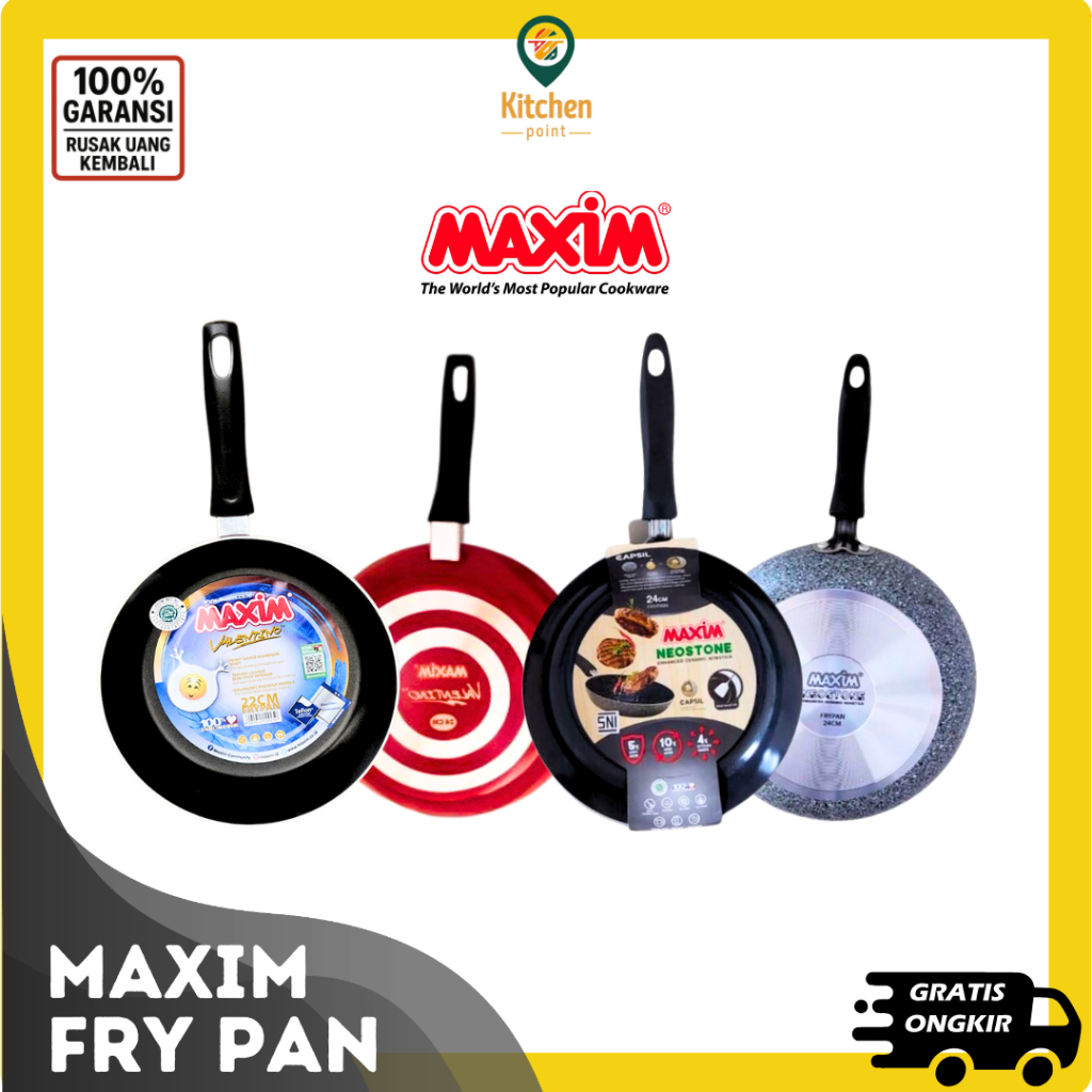 Frypan Anti Lengket Berbagai Ukuran 12-28 cm dengan Lapisan Teflon atau Keramik