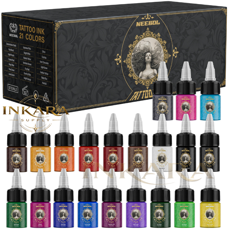 NEEBOL Tinta Tattoo 14/21 Warna Set Tinta Tattoo Pigmen Tattoo 15ml Tinta Tattoo Ink untuk Tattoo Ar