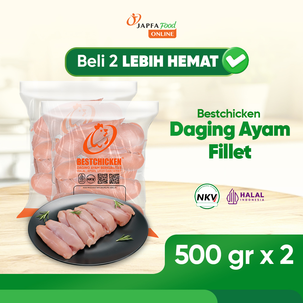 Bestchicken Daging Ayam Fillet Dada Siap Masak Iris Panjang - Chicken Strip 500 gr - Isi 2 pack