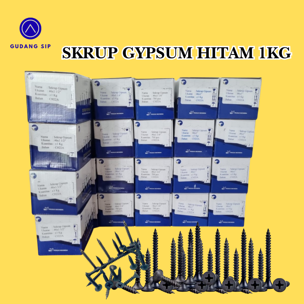 Sekrup Gypsum Hitam Skrup Gipsum 1box isi 1KG