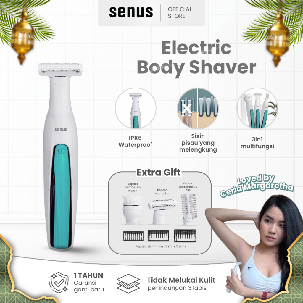Senus alat cukur elektrik bulu ketiak, rambut, bulu/rambut kemaluan,  kumis shaver pria