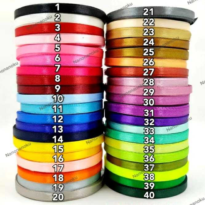 Pita Satin Kain 1/4 inch 0,6 cm Per Gulung