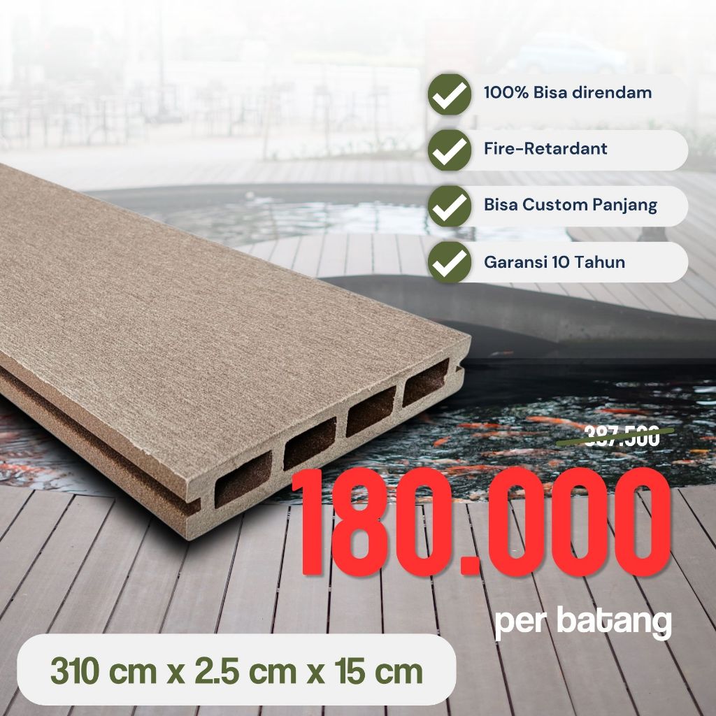 Plana wood HPC Decking Lantai kayu outdoor Substitusi WPC