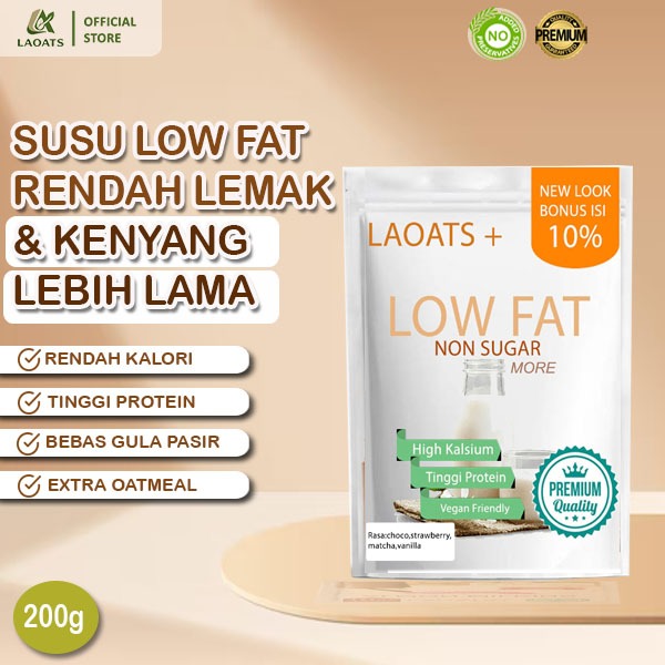 Laoats Susu Bubuk Tinggi Protein Rendah Lemak Minuman Diet Choco 200gr