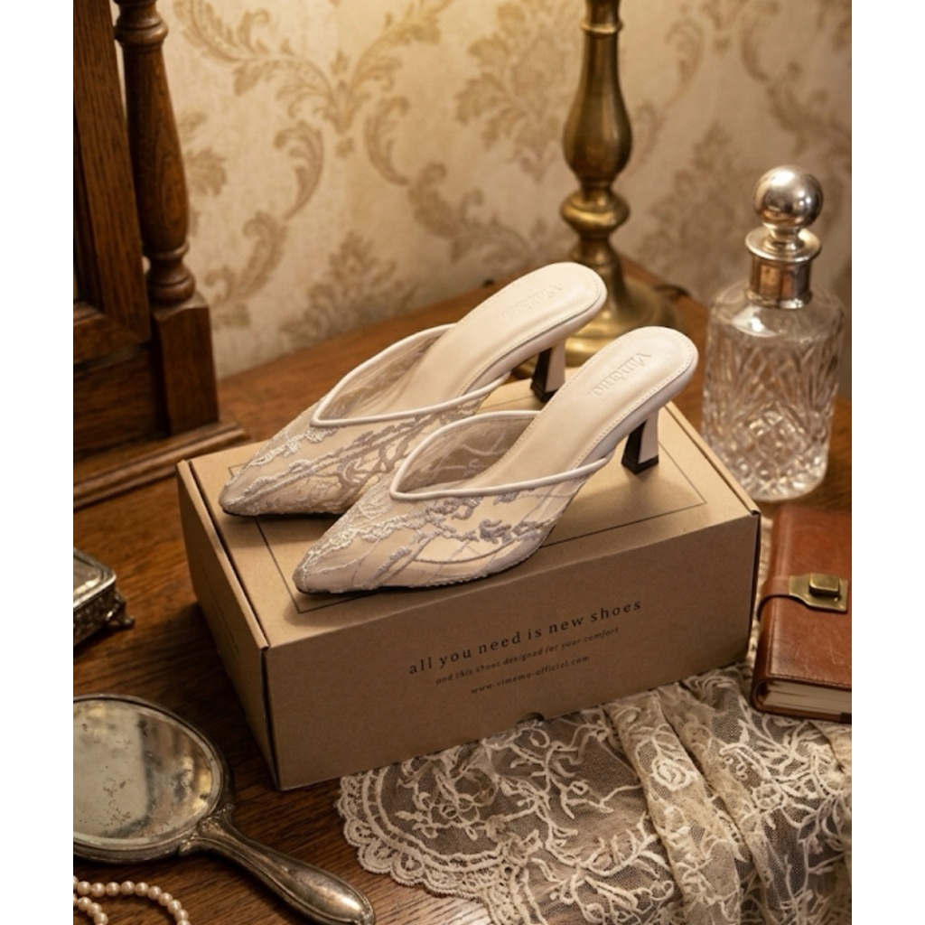 Vimemo Allure Heels - Sepatu Heels Acara Pesta Wedding | Heels Mules 7cm