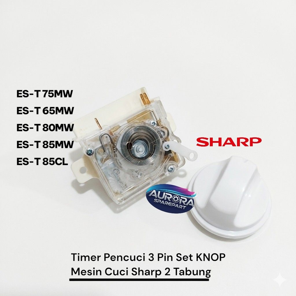 Timer wash 3 PIN TRANSPARAN SET KNOP Mesin cuci Sharp ES-T75MW ES-T65MW ES-T80MW ES-T85MW ES-T85CL