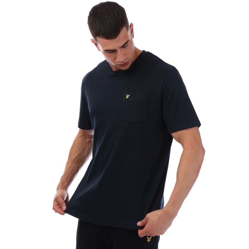 Lyle and Scott Textured Stripe Pocket T-Shirt Dark Navy Original