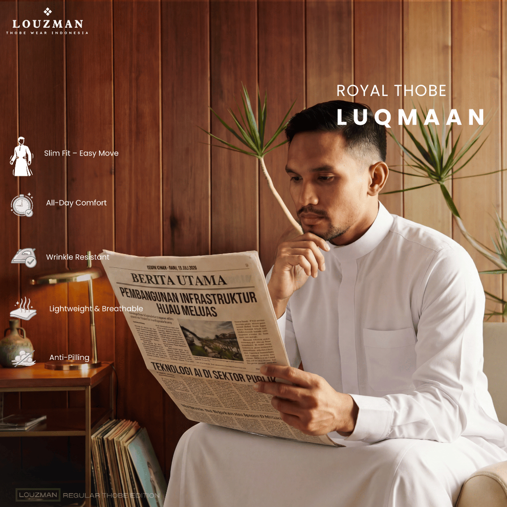 Louzman Royal Thobe Luqmaan Jubah Gamis Slimfit Premium Series