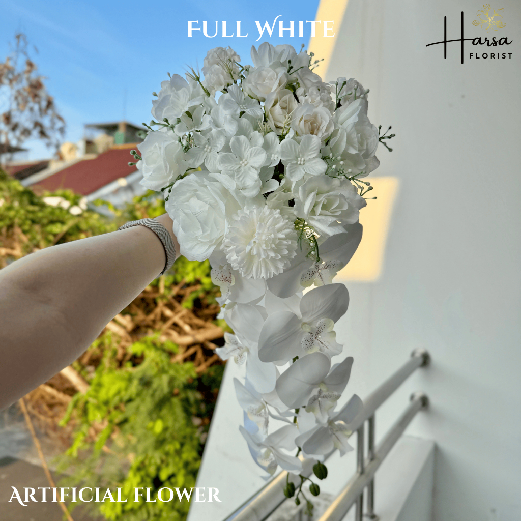 Cassade Wedding Handbouquet Juntai Anggrek Casade Buket Bunga Pernikahan Artificial - Buket Penganti