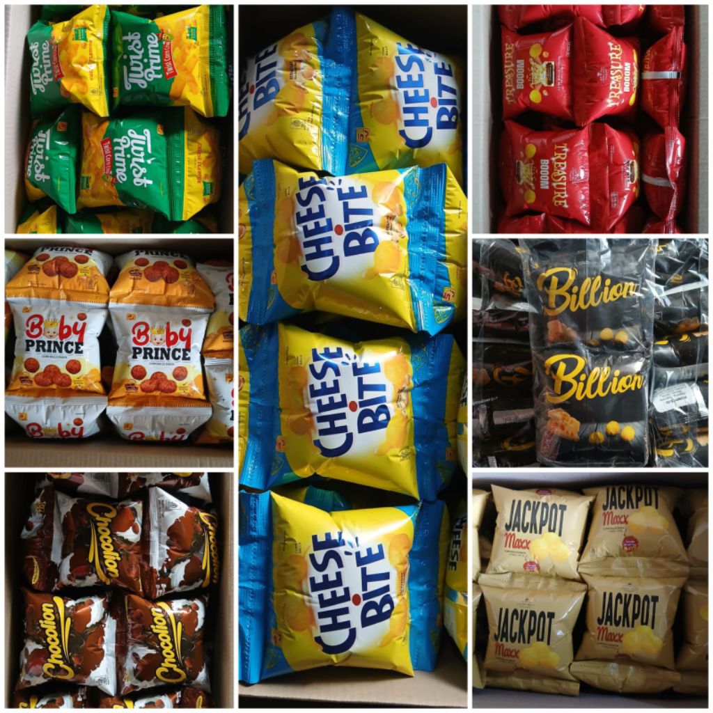 ANEKA SNACK BERHADIAH 1 KARTON 4 RENTENG (40PCS)| JACKPOT| TREASURE | CHEESE BITE | BABY PRINCE | CH