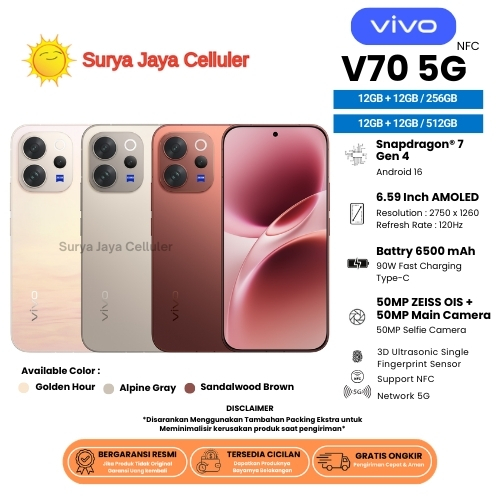 HP VIVO V70 5G 12/512GB, V70 5G 12/256GB, V70 FE 12/256GB, V60 5G 12/512GB (BNIB)
