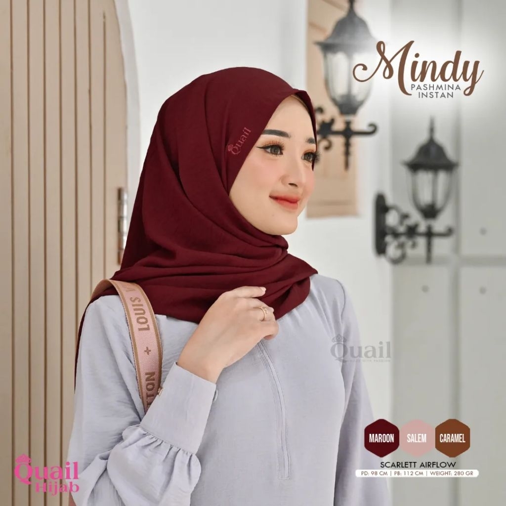 Pashmina Mindy by Quail Hijab | Hijab Karet Dagu | Hijab Airflow
